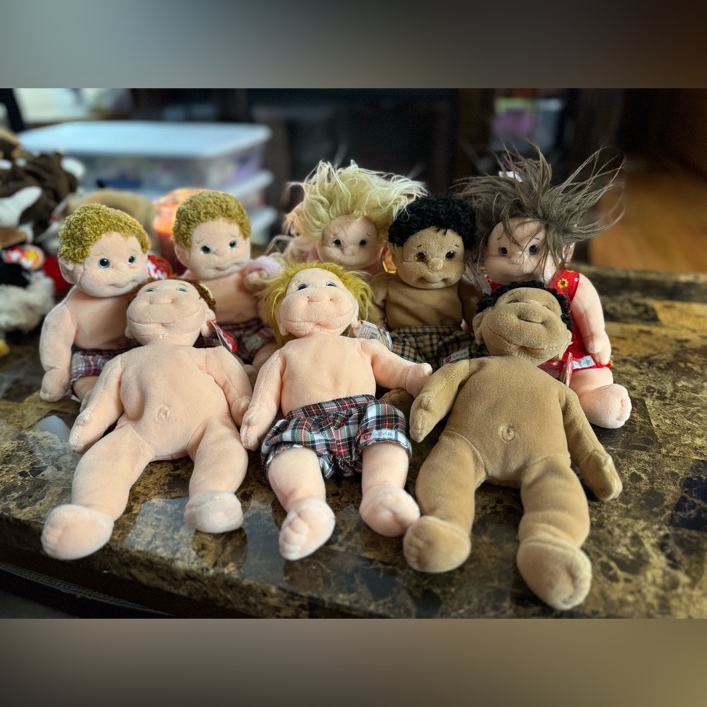 🐣 Vintage TY Beanie Kids Lot – 8 Dolls – Curly, Boomer, Cutie, Rascal, etc
